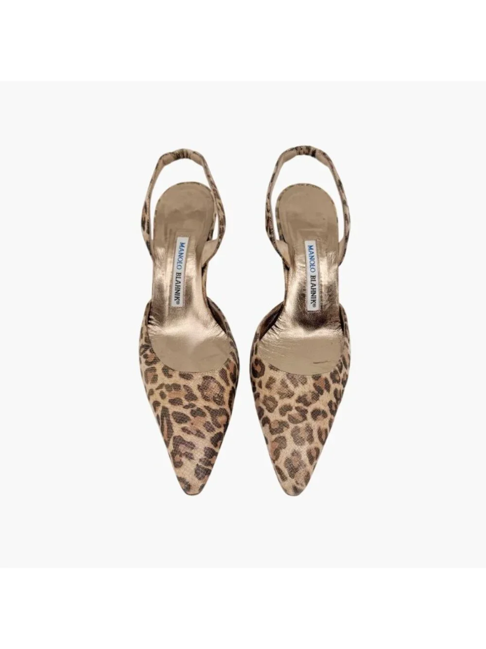 Manolo Blahnik Carolyn 70 Metallic Leopard Slingback Pumps Size 38.5 US 8.5